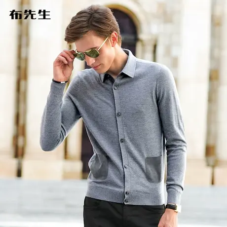 MrBu布先生长袖T恤 羊毛衫翻领羊毛商务绅士针织衫 BT348断码商品大图