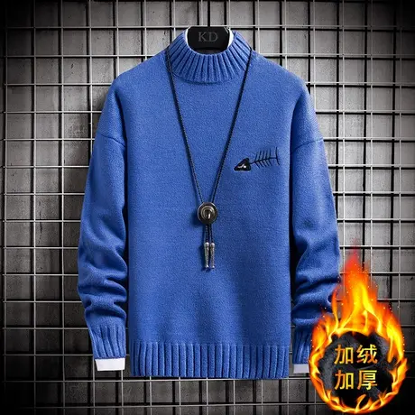 青少年男孩12冬装毛衣13男大童14加绒加厚15岁初中学生打底针织衫商品大图
