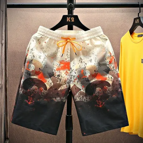 男士短裤夏季外穿海边沙滩裤宽松薄款冰丝休闲花裤子男款五分裤潮商品大图