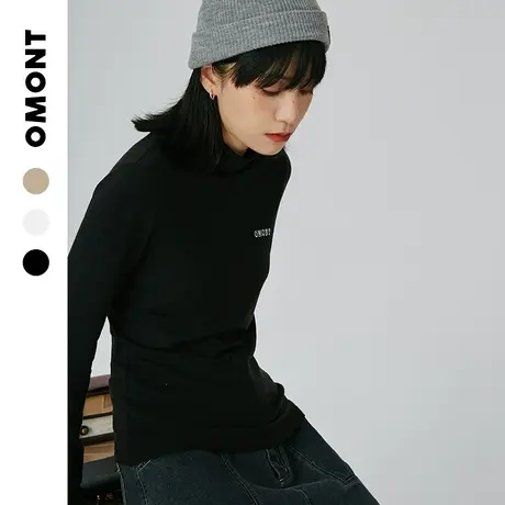omont蛋挞家 修身半高领针织打底衫女上衣德绒发热软糯毛衣女秋冬商品大图