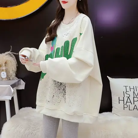 加绒加厚卫衣外套女2024新款春季爆款洋气宽松设计感欧版大码上衣商品大图