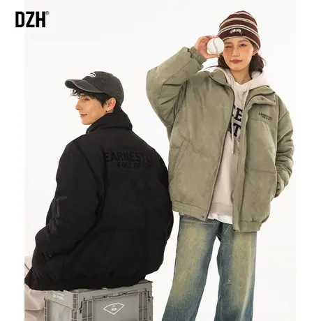 男士棉袄冬季棉服男款美式棉衣男2024新款麂皮绒夹棉立领外套情侣商品大图