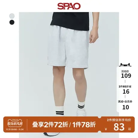 SPAO男士短裤春季新款松紧腰休闲运动宽松裤SPMTD23H02商品大图