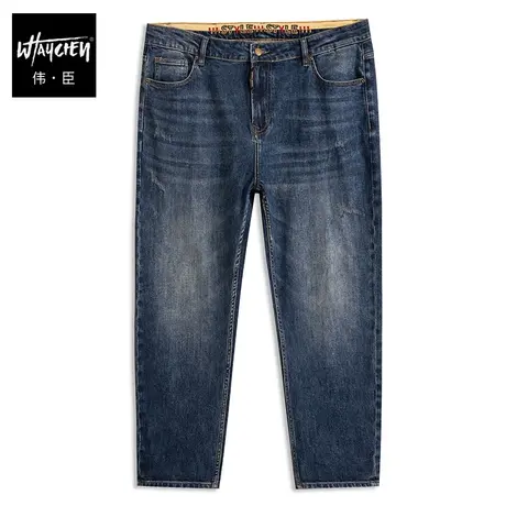 伟臣2023秋冬加厚大码男式牛仔裤胖子加肥加大直筒宽松肥佬长裤潮商品大图
