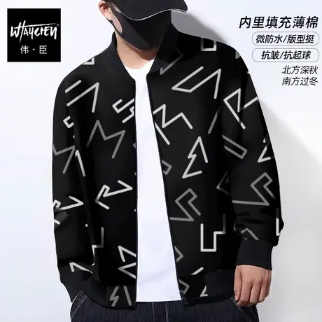 伟臣2022秋冬新品大码男士轻薄棉服胖子加肥加大宽松棒球领棉衣潮商品大图