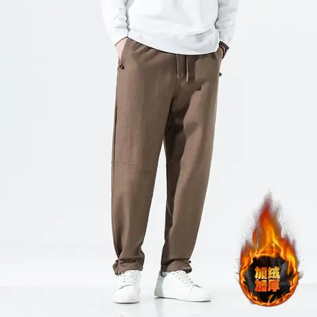冬季唐装盘扣长裤中国风加厚休闲裤男士复古保暖禅修居士束脚裤图片