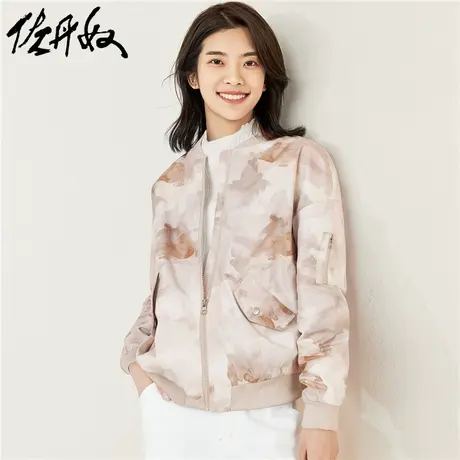 佐丹奴外套女装宽松多口袋棒球领飞行员夹克 18371822商品大图