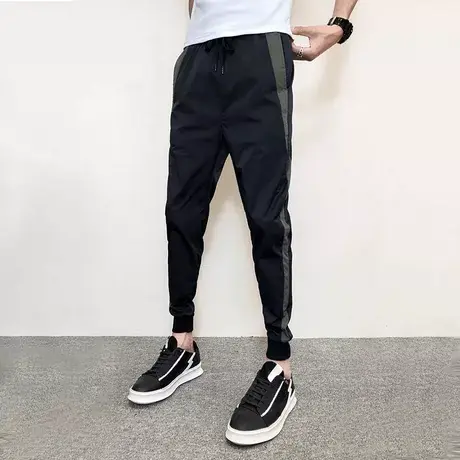 九分裤男韩版潮流男士修身小脚薄款休闲裤运动9分裤潮牌百搭裤子商品大图