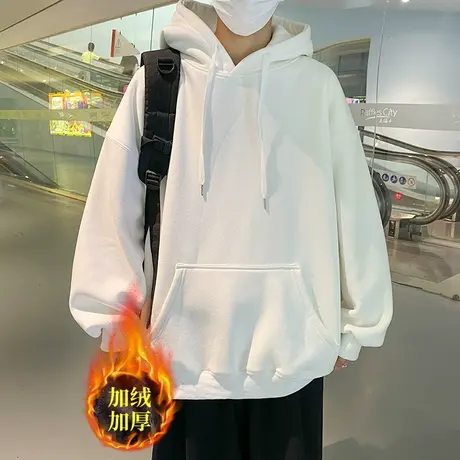 高街潮牌美式重磅卫衣男秋冬季2023新款宽松帽衫加绒外套连帽上衣图片