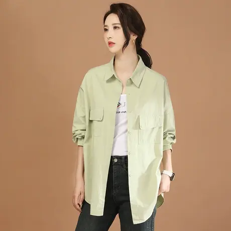 韩潮袭人POLO领长袖衬衣女2024春季新款女士衬衫上衣设计感小众商品大图