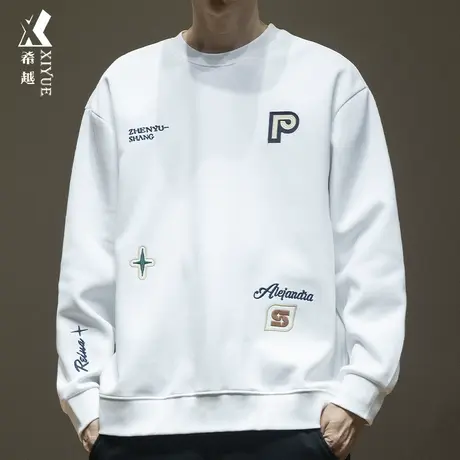 希越双面棉重磅卫衣男2024春季新款美式复古男士套头内搭打底衫潮商品大图