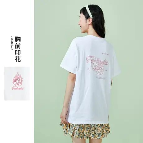 真维斯Z+女装 短袖T恤宽松显瘦潮流双面印花休闲男女同款上衣X商品大图