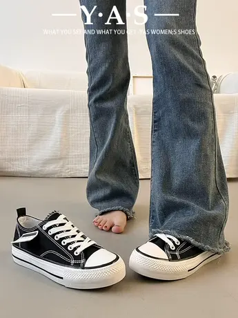 2024春款内增高帆布鞋女鞋秋季新款小众低帮休闲板鞋厚底百搭布鞋商品大图