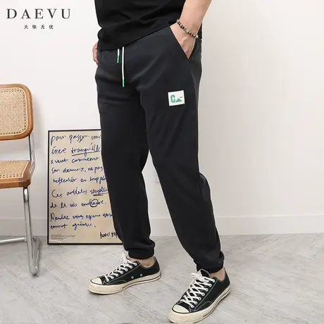 夏季新款韩版薄料大号潮胖束脚弹力加肥加大码男士休闲针织运动裤商品大图