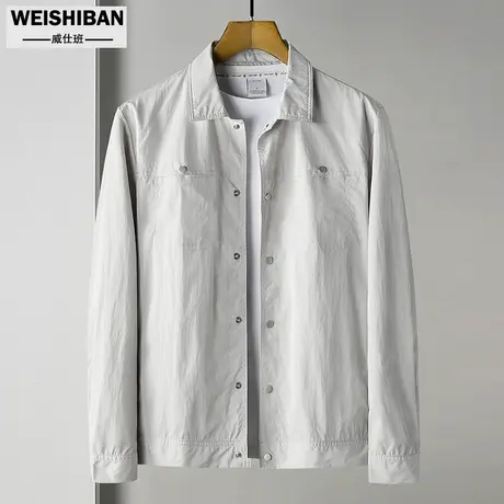 春秋翻领简约风翻领夹克男高端轻熟风商务暗扣夹克长袖休闲外套男商品大图