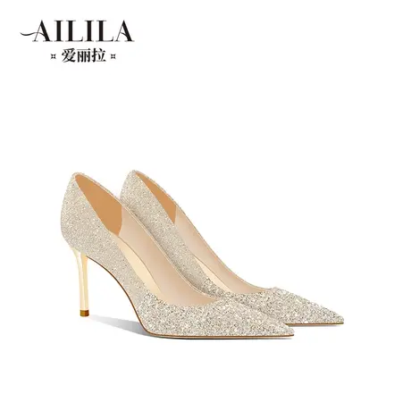 香槟色法式婚鞋女2023新款新娘高跟鞋禾秀主婚纱两穿不累脚高级感图片