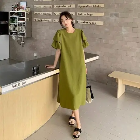 大码夏装韩版连衣裙女新款胖mm遮肉显瘦宽松休闲洋气长裙子200斤商品大图