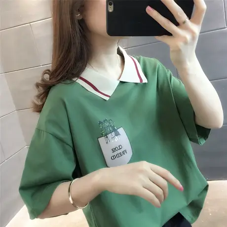 纯棉短袖T恤女装宽松2023年新款秋季洋气中长款设计感打底衫爆款商品大图