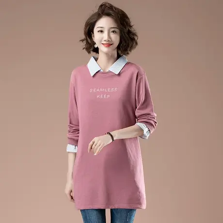 大码打底衫女胖mm遮肚显瘦秋装2023新款中长款上衣洋气减龄可外穿商品大图
