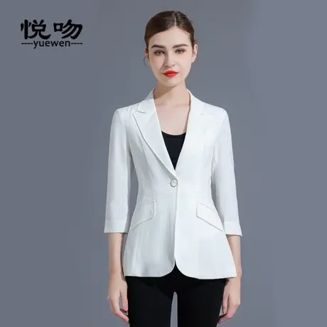 2023新款高级感小西装外套女夏薄款OL职业面试上衣七分袖休闲西服图片