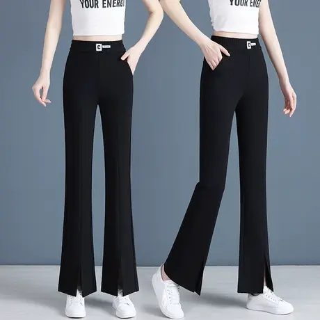 开叉微喇裤女2023新款夏季高腰显瘦阔腿裤小个子宽松垂感休闲裤春商品大图