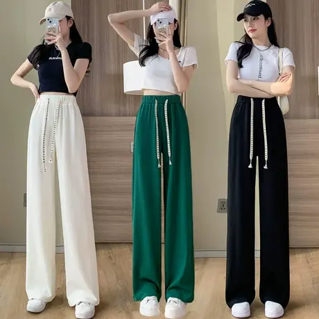 150小个子泡芙裤女春夏高腰显瘦145显高休闲裤垂感直筒裤阔腿裤XS图片