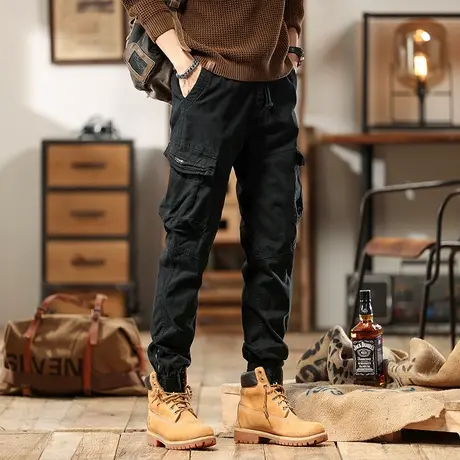 时尚男裤大码潮流裤子束脚工装裤裤子男款春秋冬男士宽松休闲裤商品大图