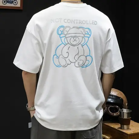 重磅熊猫短袖t恤男士半袖夏季2023新款宽松大码潮牌男款男装体恤商品大图