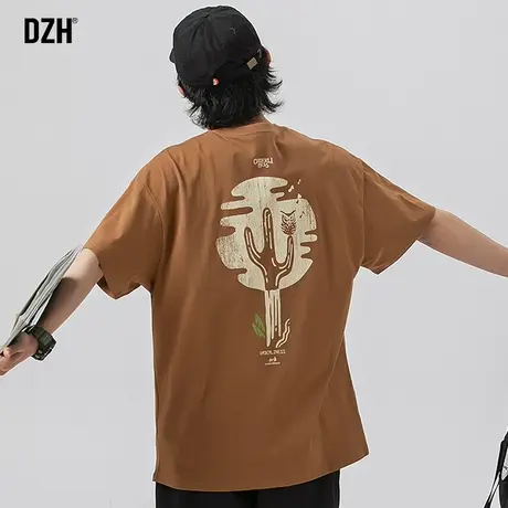 男士印花t恤男夏季薄款宽松情侣半袖美式高街圆领上衣短袖男款潮商品大图