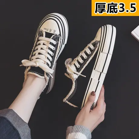 厚底帆布鞋女2023新款春秋季韩版乞丐鞋百搭ins潮休闲学生板鞋子商品大图