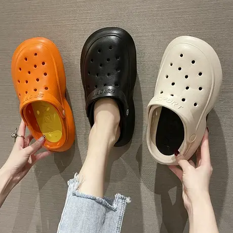 洞洞鞋女夏季时尚外穿包头半拖鞋厚底防滑室内居家ins潮沙滩凉拖商品大图