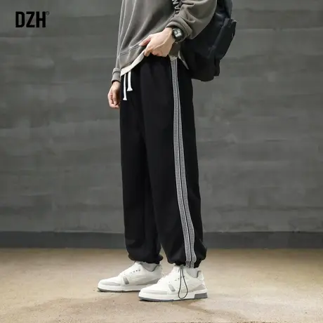 DZH男士黑色抽绳束脚裤男潮牌潮流休闲裤宽松直筒裤卫裤2025新款图片