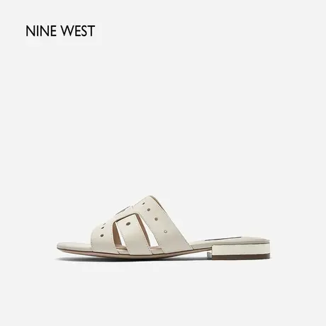 Nine West/玖熙复古平跟凉鞋女外穿夏季新款慵懒风休闲度假一字拖图片