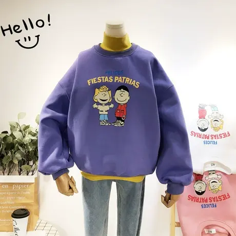 2019冬季韩国东大门ins超火童趣搞怪加绒加厚卫衣保暖打底衫休闲商品大图