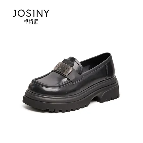 卓诗尼厚底乐福鞋女2024年新款春秋单鞋小个子英伦风配裙子小皮鞋图片
