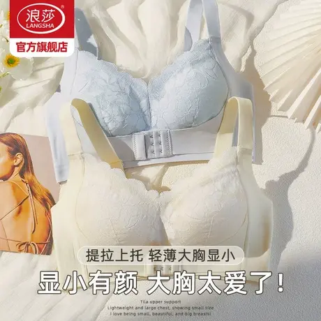 浪莎前扣内衣女胸大显小文胸收副乳聚拢防下垂调整型大码胸罩DT图片