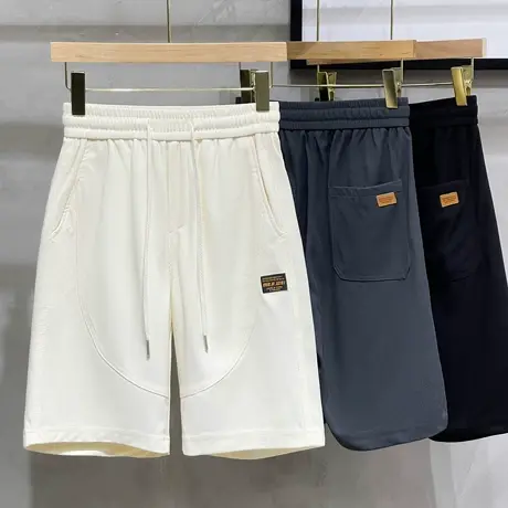 美式高街运动短裤男夏季薄款拼接裤子潮牌大码直筒宽松休闲五分裤商品大图