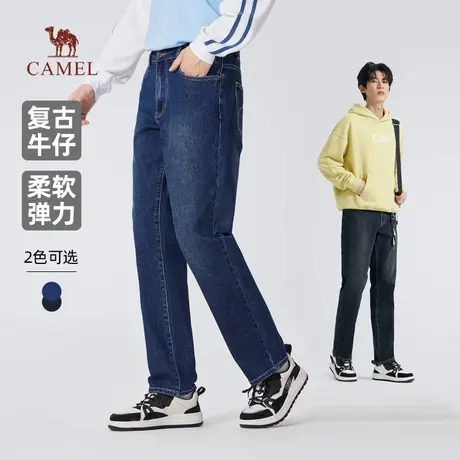 骆驼男装直筒牛仔裤男士2025新款春秋季水洗复古舒适弹力休闲长裤商品大图