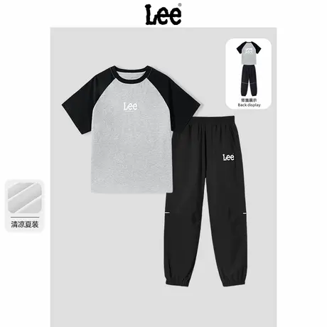 Lee童装男童套装2025新款夏中大童夏季薄款速干裤儿童纯棉短袖t恤商品大图