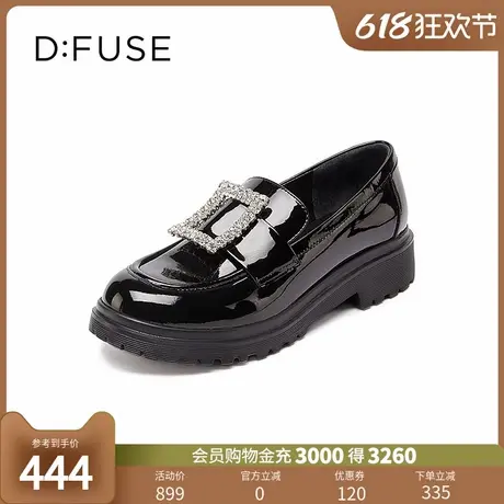 DFuse秋季漆皮雪花扣厚底乐福鞋皮鞋女JK制服商品大图