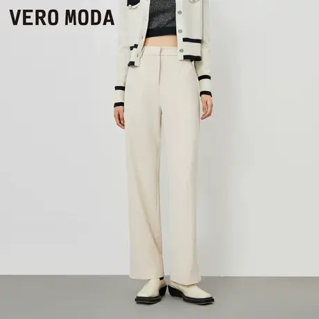 Vero Moda奥莱休闲裤女春秋新款高腰小开衩宽松直筒通勤长裤百搭图片