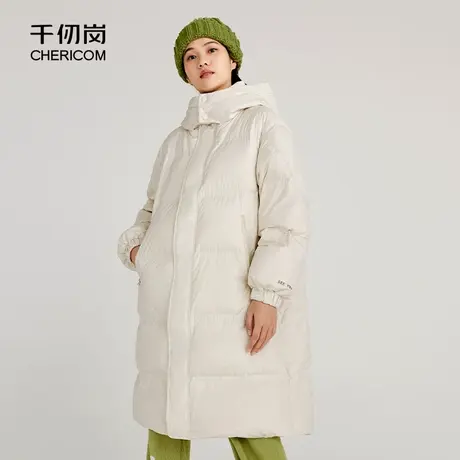 千仞岗秋冬中长款防风连帽女后背字母韩版H型显瘦羽绒服I图片