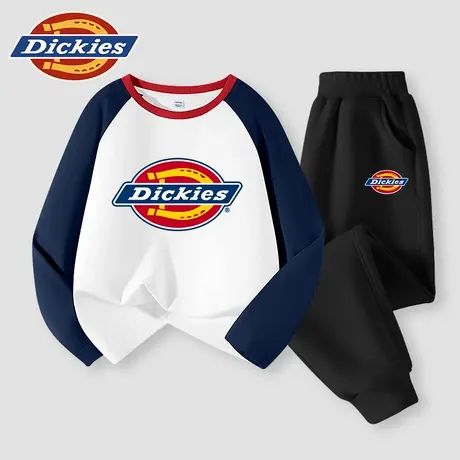 Dickies童装男童套装秋季儿童美式休闲t恤女孩潮牌撞色拼接体恤A商品大图