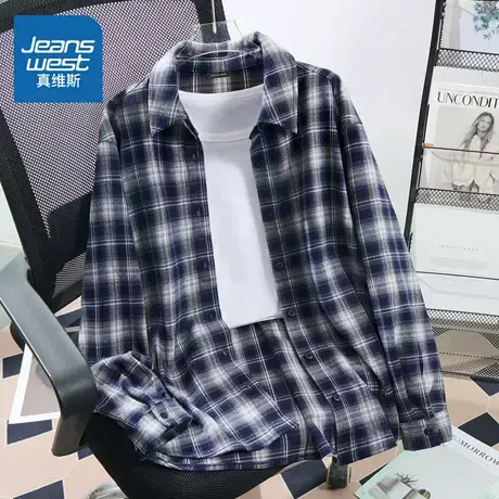 LB真维斯格子衬衫女2025新款秋季美式复古外套小个子休闲长袖上衣商品大图