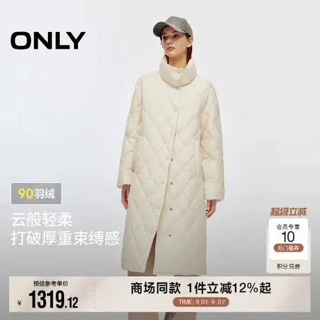 ONLY2025冬季新款90白鸭绒两穿领纯色宽松轻薄中长款羽绒服女商品大图