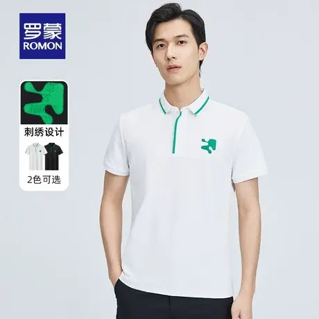 罗蒙短袖T恤男翻领2023夏季新款休闲舒适刺绣中青年短袖POLO衫男图片