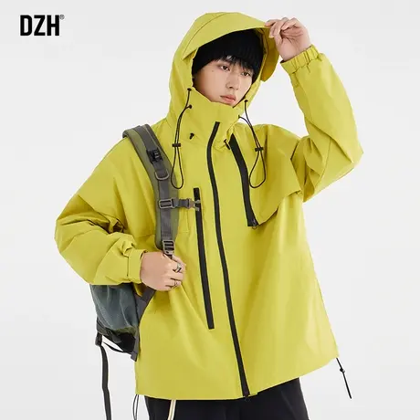 男士荧光色户外冲锋衣外套男春秋高级感痞帅机能风工装夹克登山服商品大图