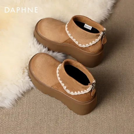 达芙妮厚底短靴女2026新款冬季美拉德增高马丁靴加绒保暖勃肯棉鞋图片