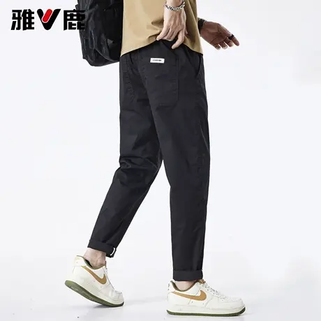 雅鹿常青款纯色锥形九分休闲裤男2026春夏新款舒适百搭修身小脚裤商品大图
