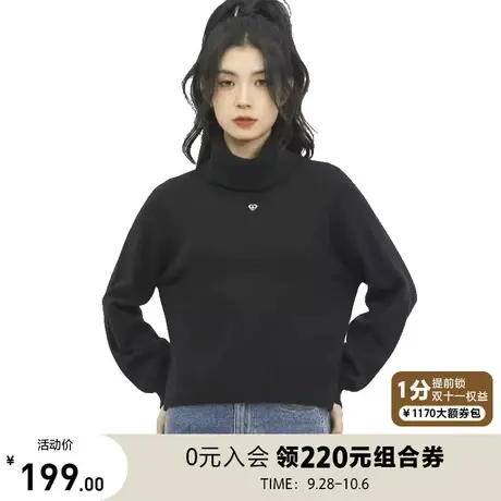 【买5免1】ONLY奥莱2023夏季新款长袖百搭打底纯色高领宽松针织衫商品大图